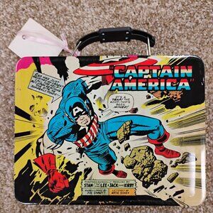 Marvel Captain America Metal Lunch Box – Tin Box Co. – Retro Comic Style